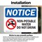 Signmission Non-Potable Water Do Not Drink Sign With Symbol, 7 in W x Rectangle, Vinyl Decal OS-2PACK-NS-D-57-L-15092 - alternate 3